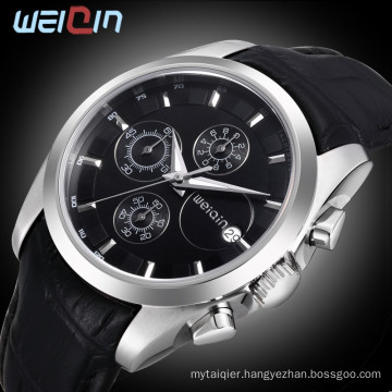 2015 NEW weiqin 2248 stainless steel leather strap men luxury brand watches